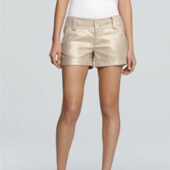 Alice + Olivia Pants - alice & olivia Candy Cuffed Gold Metallic Shorts